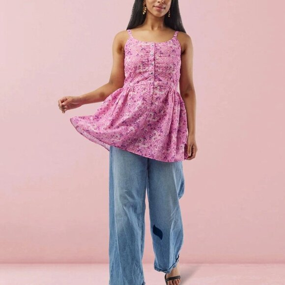 Pink Printed Short Top for Trendy Outfits | Muvvas Boutique - Picture 2 of 4